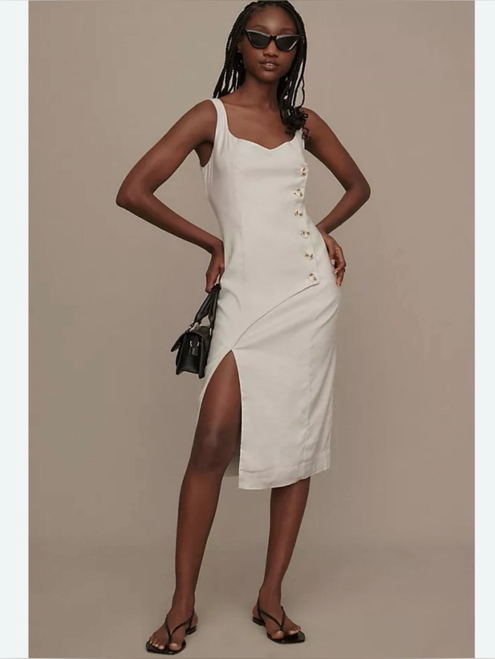 Anthropologie Midi Wrap Linen Dress XS